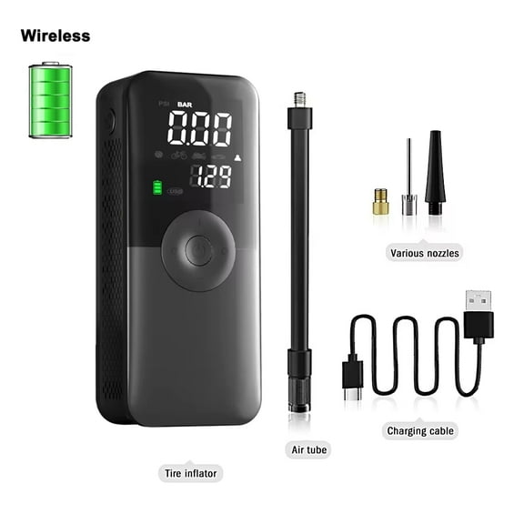 Portable Cordless Air Pump for Car Tires - 150psi Digital Display, LED Light, Electric Vehicle Compatible