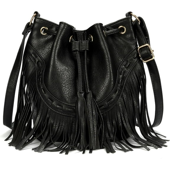 Boho Purses, Boho Bag, Black Fringe Purse, Western Purses for Women, Crossbody Bags for Women, Bucket Bags