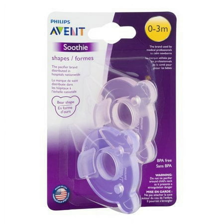 (2 pack) (2 Pack) Philips Avent Soothie Shapes Pacifiers, 0-3 Months, Purple/Pink - 2 Counts
