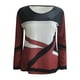 thumbnail image 5 of ICHUANYI Clearance Women's Fashion Casual Stitching Contrast Color Long Sleeve T-shirt Blouse(Red, M) ICHUANYI WER2023080811378, 5 of 5