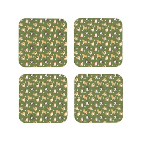 

Naloa Shiba Inu Dog And Flower Coasters for Set of 4 - PU Leather Coasters Coasters for Table Cup Tea Coffee Beer Decorative for Kitchen Homedecor (Round)