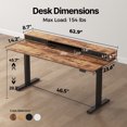 thumbnail image 6 of 62.9 Inch Electric Standing Desk with Double Drawers & Stand up Desk with Storage Shelf, Height Adjustable Ergonomic Home Office Desk with Hooks, Computer Workstation for Home and Office, Rustic Brow, 6 of 8