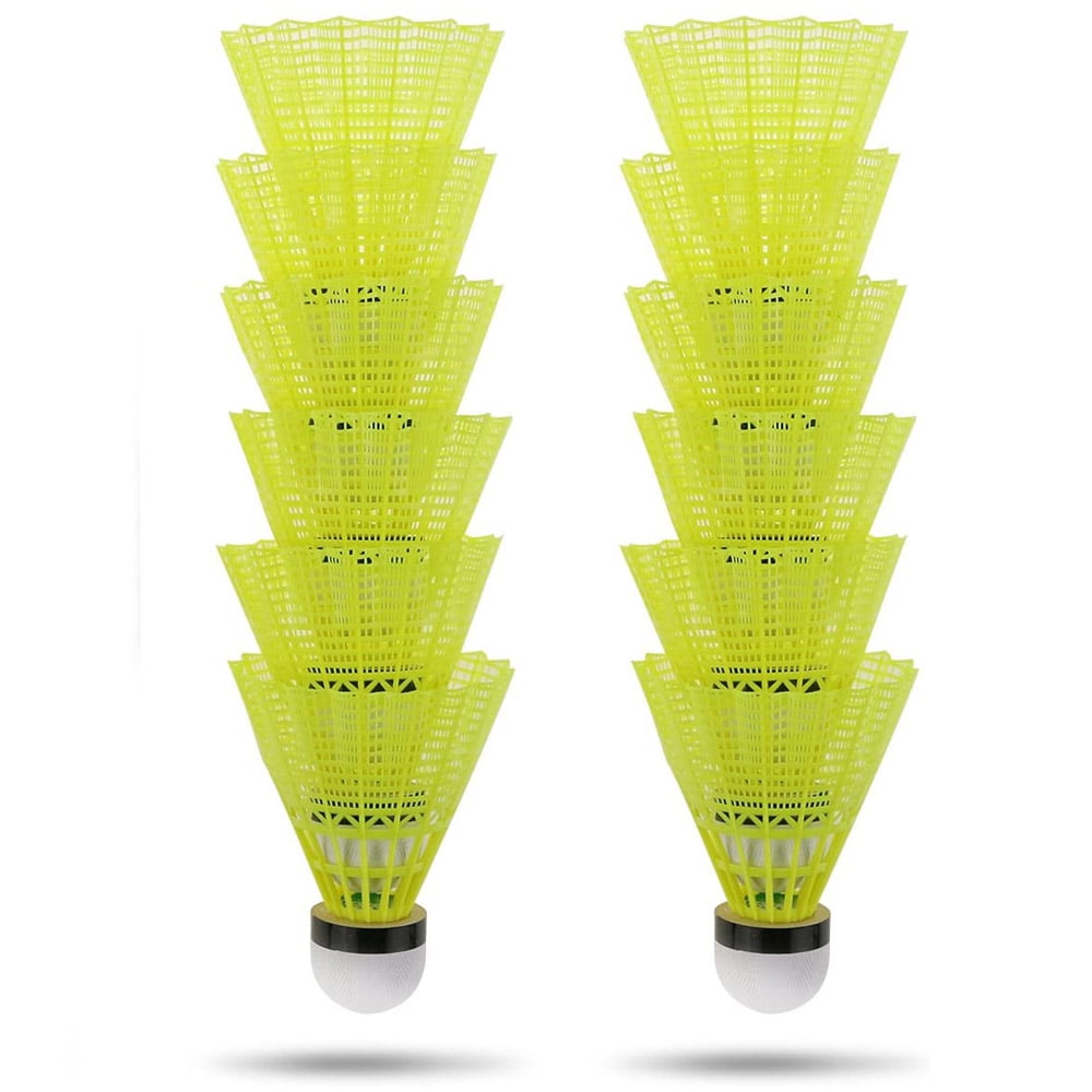 12 Pcs Plastic Badminton ShuttleCocks Shuttles Indoor Outdoor Sport Training Badminton Birdies Balls,Yellow