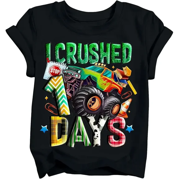 YWAGK 100 Days of School Shirt for Boys Girls Kids Happy 100th Day T-Shirt Toddler Celebration Graphic Top 2026 (3T-10T)