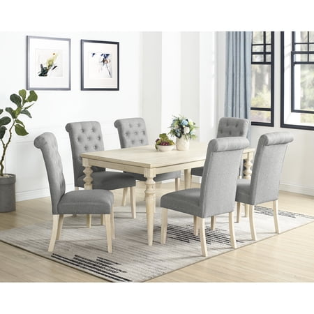 Rectangular 7-Piece Dining Set | Perfect for Family Gatherings | Skillfully Crafted with Wood | Button-Tufted Chairs for Elegance