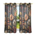 thumbnail image 6 of Yayeee Window Curtains Light Filtering 63"x42" Grommet Panel Pair Home Living Room Decor, Dark Floral Pattern, 6 of 7