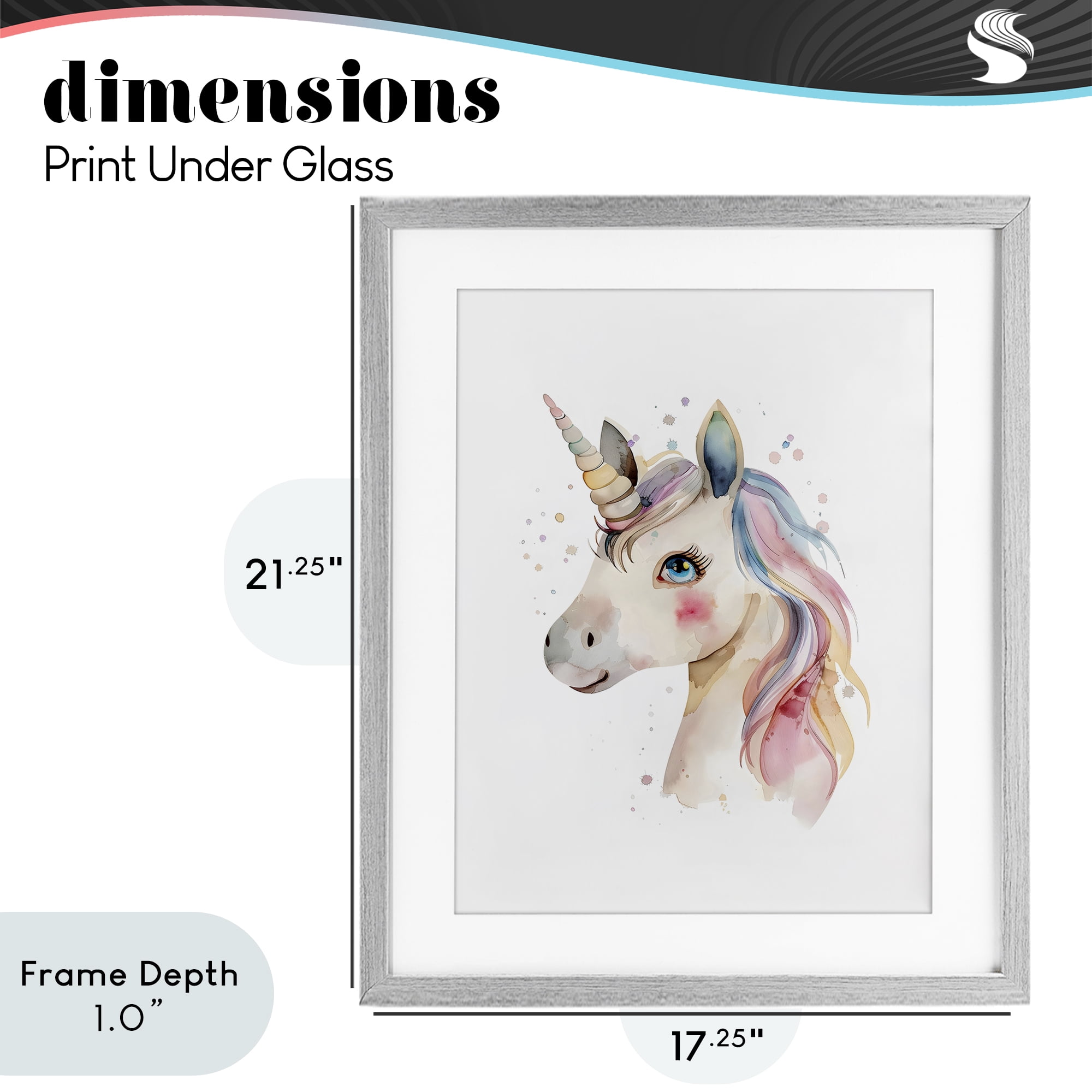 Stupell Industries Dreamy Pastel Unicorn Gray Framed Print Under Glass, design by LSR Design Studio
