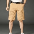 thumbnail image 3 of Pantalones cortos cargo de color caqui para hombre, pantalones cortos tipo bermudas lisos para hombre, pantalones cortos holgados de diseñador para hombres grandes y altos, nuevos pantalones cortos de, 3 of 5