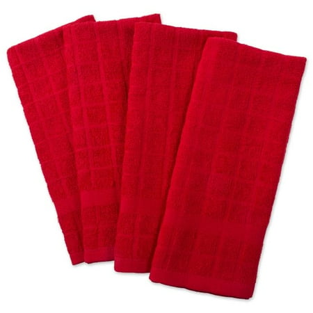 

Solid Red Windowpane Terry Dishtowel Set - Set of 4