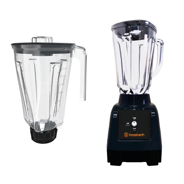 Licuadora Bosstech 750W Vaso de Vidrio+Plástico 2L Tradicional 2Vel Negro