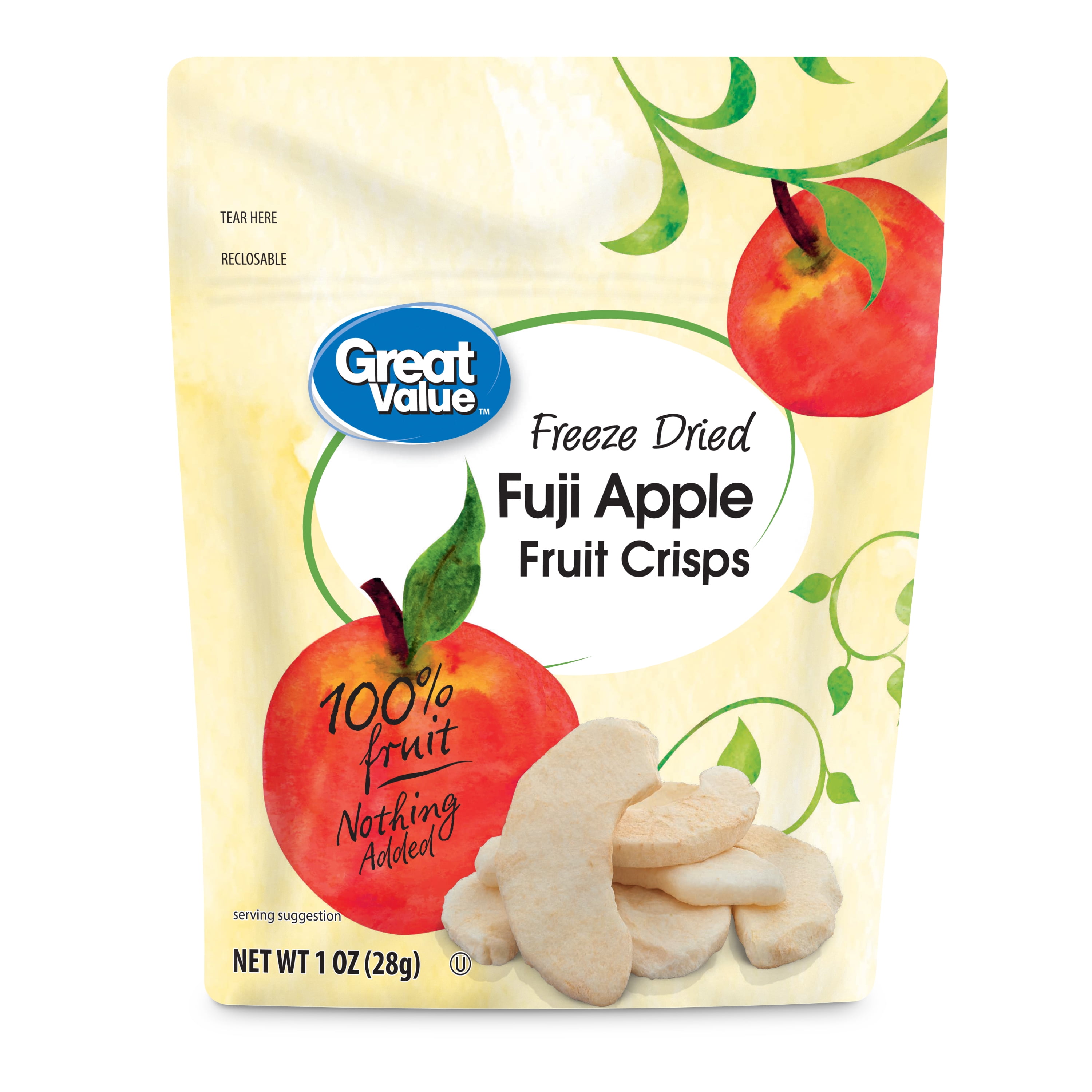 Great Value Freeze Dried Fuji Apple Fruit Crisps, 1 oz