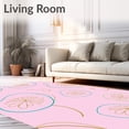 thumbnail image 2 of ODIKA 3'x5' Machine Washable Non-Slip Area Rug, Abstract Dandelion Wishes Interlocking Swirl Modern Nature Inspired Motifs High Traffic Rug, Pink, 715598, 2 of 7