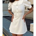 thumbnail image 5 of Women'S Short Sleeve Collar Cute Dress Fit and Flare A-Line Casual Dresses White S, 5 of 7