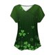 thumbnail image 4 of Fiudx Ropa de Mujer Top de Primavera/Verano de Manga Corta Informal con Cuello En V Estampado Del Día de San Patricio para Mujer, 4 of 5