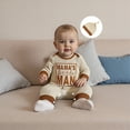 thumbnail image 5 of Rhuody Boy Winter Onesies 0-3 Months Ribbed Bodysuit Long Sleeve Letter Print Outfit With Matching Hat Autumn Winter Baby Retro Soft Clothes Beige, 5 of 9