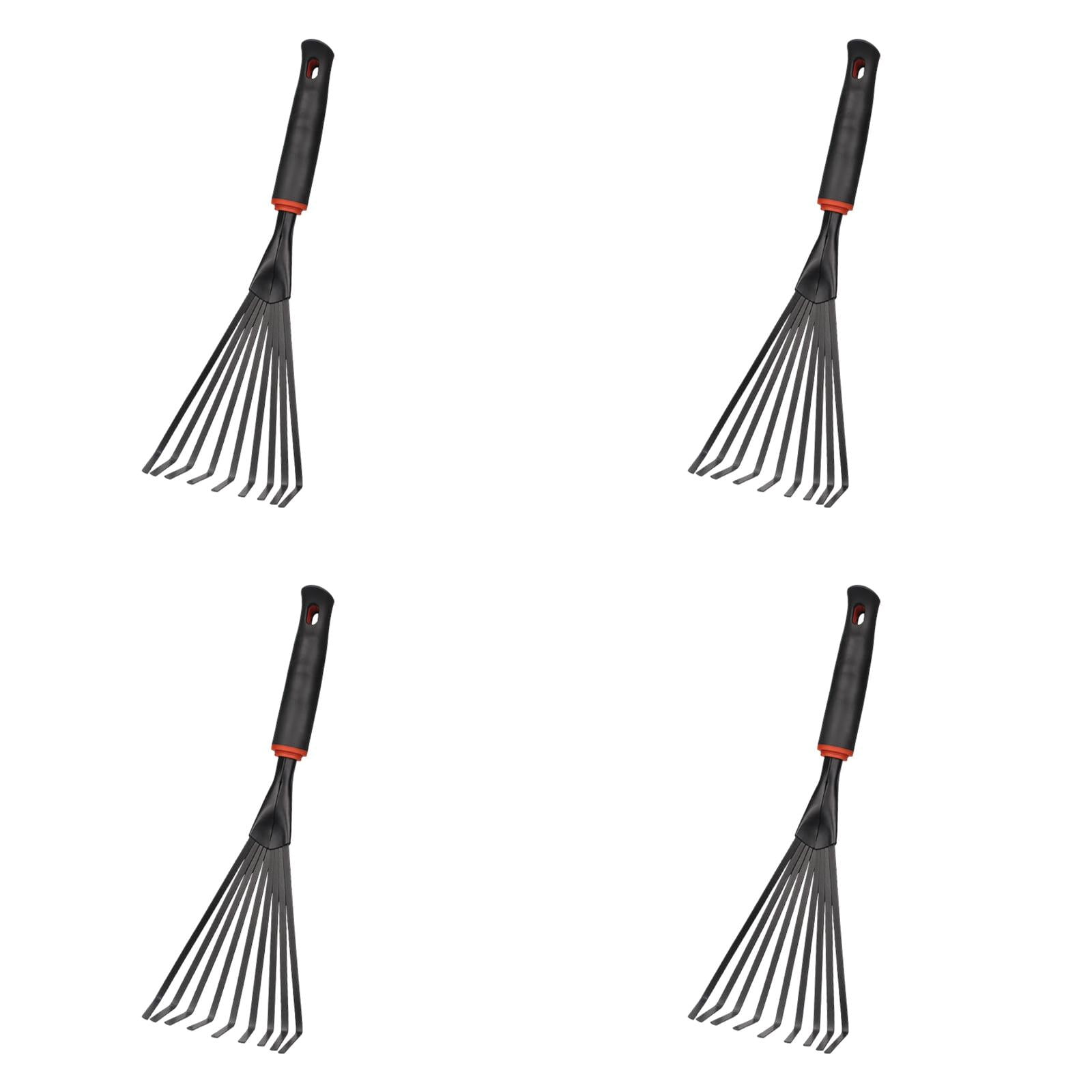 4PCS Hand Rake Garden Tool - Ergonomic Soil Rake for Loosening, Cultivating & Spreading Soil, for Flower Beds, Shrubs & Lawn Care, Portable Gardening Hand Tool with Comfort Grip