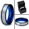thumbnail image 4 of P. Manoukian Tungsten Wedding Band Ring 6mm for Men Women Blue Grey Flat Cut Brushed Polished Lifetime Guarantee Size 7, 4 of 4
