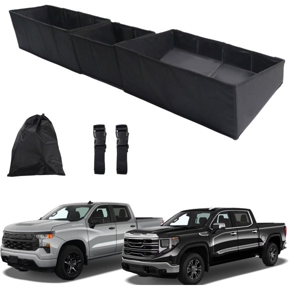 MRY Truck Under Seat Storage Organizer for 2019-2025 Chevy Silverado 1500/GMC Sierra 1500/2500HD/3500HD Double & Crew Cab, Foldable Underseat Tool Box