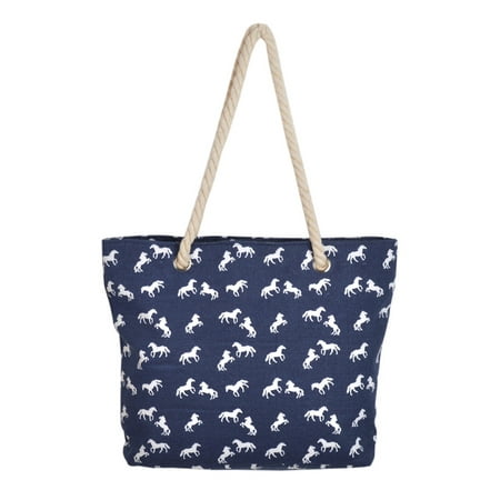 Zebra Animal Print Tote - Premium Large Stallion Horse Animal Print Canvas Tote Shoulder Bag Handbag