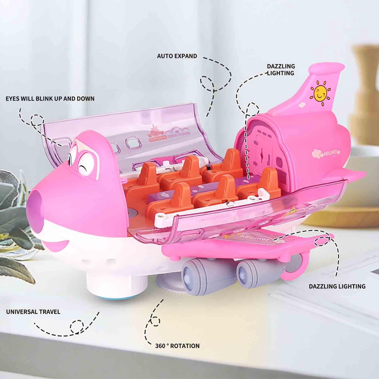 B Childrens Bump Go Airplane Toy, Inertia Powered Flight Model With Music Lights, 360 Rotation For Toddlers