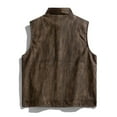 thumbnail image 6 of Handshe Men's Leather Vest, Solid Color Motorcycle Style Round Neck Sleeveless Hoodless, Casual Biker Vest for Outdoor and Daily Wear, 6 of 9