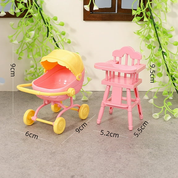 1 Set Mini Baby For Doll Stroller Trolle Children's Dining Tables Toy Dollhouse Simulation Pushchair Kid Role Playing Game