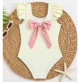 thumbnail image 4 of lnmuld Girls Ruffle Sleeve Solid One Piece Swimsuit Beige Minimalist Summer Swimwear Size:5-6 Years, 4 of 6