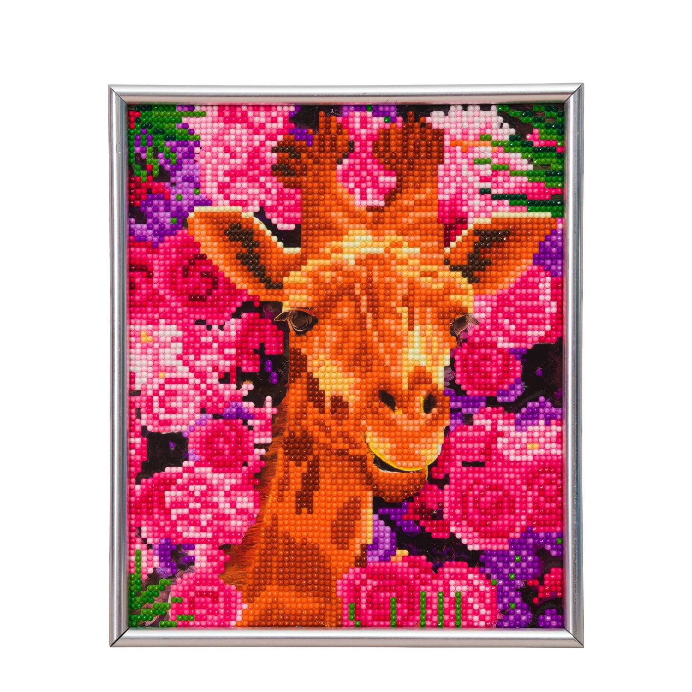 Craft Buddy Crystal Art / Diamond Painting Framed Picture Kit - Giraffe &  Flowers - Partial Crystal