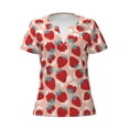 thumbnail image 3 of Naloa Red Strawberry Print T-Shirts Short Sleeve V Neck Tees for Women Fashion Tops Trendy Lightweight Soft Casual Summer Outfits Clothes, 3 of 5