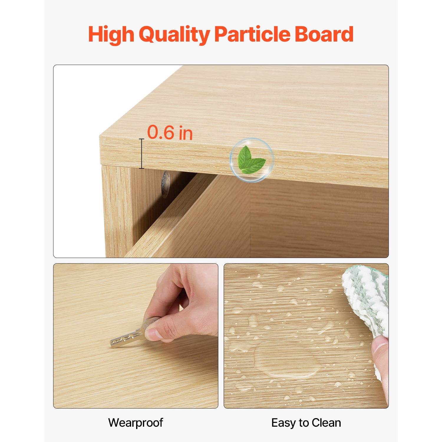 KFFKFF 6 Drawer Wooden Dresser, Chest of Drawers with Sliding Mechanism and Anti-Tip Safety, Modern Minimalist Storage Organizer for Bedroom, Living Room, Hallway, or Entryway, Light Wood Finish