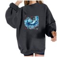 thumbnail image 1 of Sudadera extragrande de lana de manga larga con cuello redondo y estampado de océano salvaje para mujer Fridja fhghd391, 1 of 9