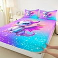 thumbnail image 3 of jejeloiu Cute Cartoon Dragon Full Size Sheets,Magic Animal Bed Sheets,Colorful Glitter Print Sheet Sets For Boys Girls,Ultra Soft Home Decor,4pcs, 3 of 7