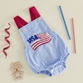 thumbnail image 3 of Dakiuu My First 4th of July Baby 1 Piece Summer Romper Newborn Infant Boy Girl USA Flag Embroidered Jumpsuit Sleeveless Backless Bodysuit Outfits 0-18 Month, 3 of 9