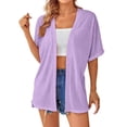 thumbnail image 4 of HCYSFG Womens Side Slit Cardigan Open Front Short Sleeve With Pockets Lightweight Duster Loose Fit Casual Summer Travel Layering Cover Up, 4 of 6
