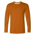 thumbnail image 4 of BADHUB Men's Big & Tall Casual T Shirts Long Sleeve Crew Neck Stretch Tees Solid Color Basic Tops Valentine's Day Gift for Men Orange XL, 4 of 5