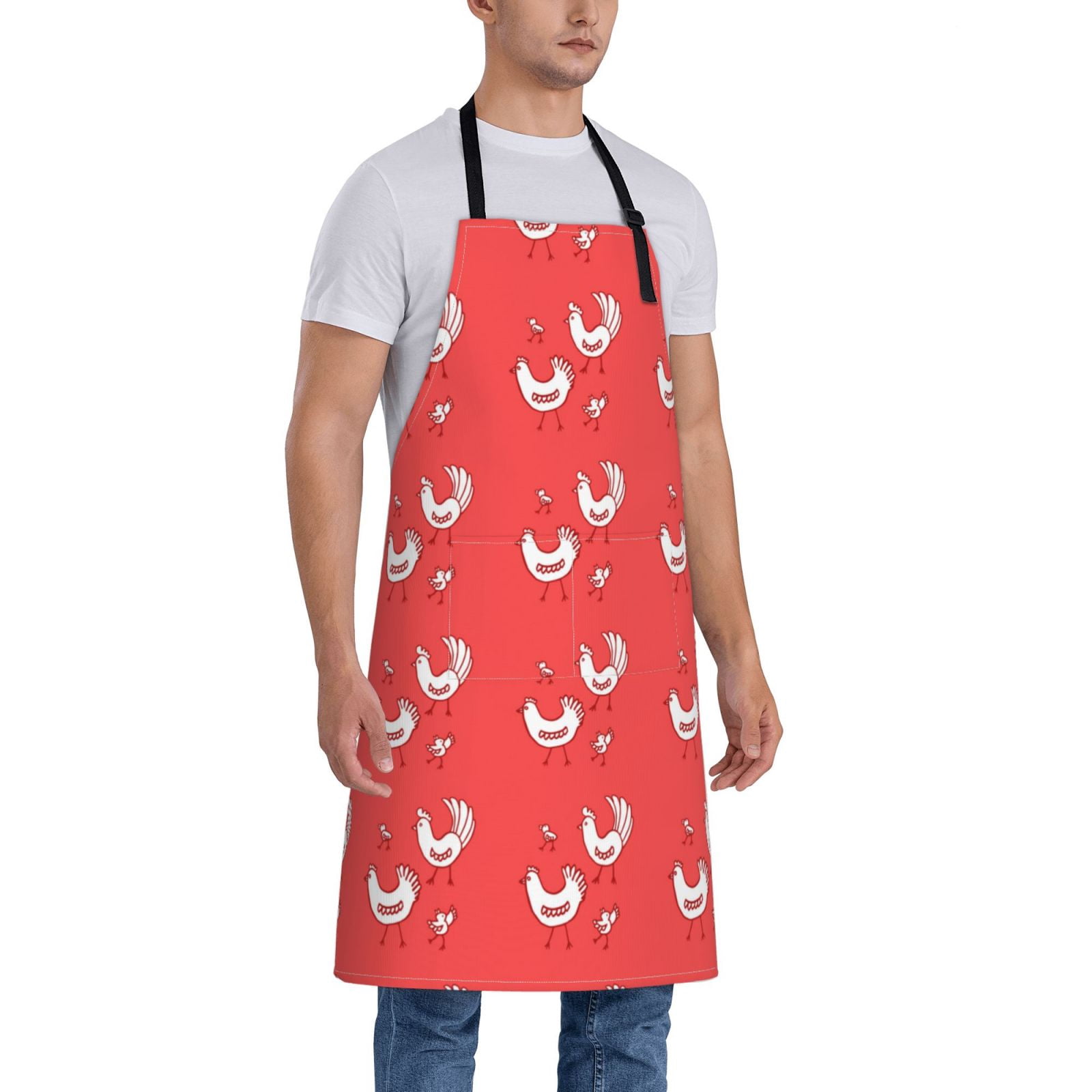 Kdxio Cartoon Rooster Apron with Pockets Adjustable Kitchen Aprons for Men Women Waterproof Aprons for Cooking,Drawing,Crafting, Baking Household Cleaning