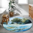 thumbnail image 4 of Blue Green Spring Round Rug 3ft Washable Circle Entryway Rugs Non Slip Watercolor Flower Trees Nature Landscape Area Rug Indoor Floor Carpet for Bedroom Kitchen Living Room Home Office Dining Room, 4 of 8
