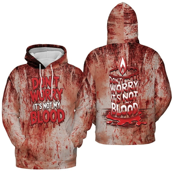 Lotusprinthandmade Horror Halloween Red Letter Don't Worry Hoodie 3D (Lightweight) S-5XL Multicolor (S)