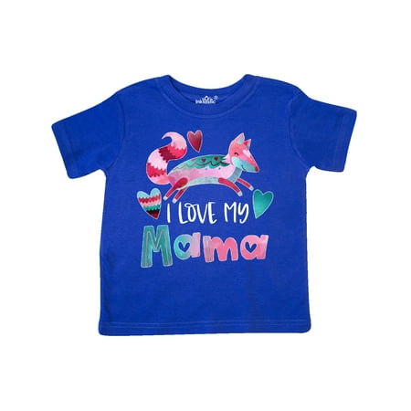 

Inktastic I Love My Mama Pink and Blue Fox with Hearts Gift Toddler Boy or Toddler Girl T-Shirt