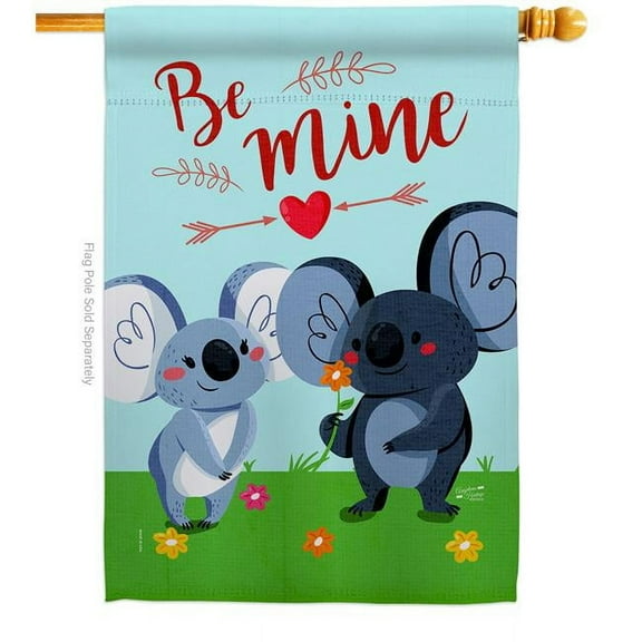 Angeleno Heritage H137394-BO 28 x 40 in. Koala Couples House Flag with Spring Valentines Double-Sided Decorative Vertical Decoration Banner Garden Yard Gift