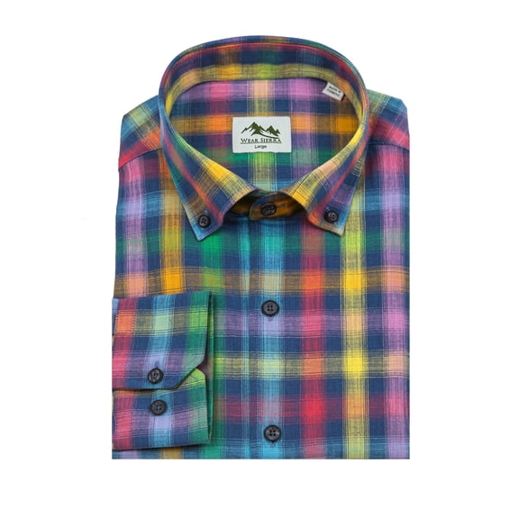 Wear Sierra Top Shelf Cotton Long Sleeve Button Down Shirts in Colorful Navy Madras