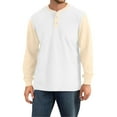 thumbnail image 4 of Hearthz Men's Long-Sleeve Henley Shirt Fall 3-Button Color Block Big and Tall Shirts for Men Round Neck Baseball Jersey, 4 of 4