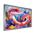 thumbnail image 2 of Designart "Graceful Serpents in Pop Art" Animals Framed Wall Art Decor - Modern Farmhouse Pink Snake Living Room Framed Canvas Art, 2 of 6
