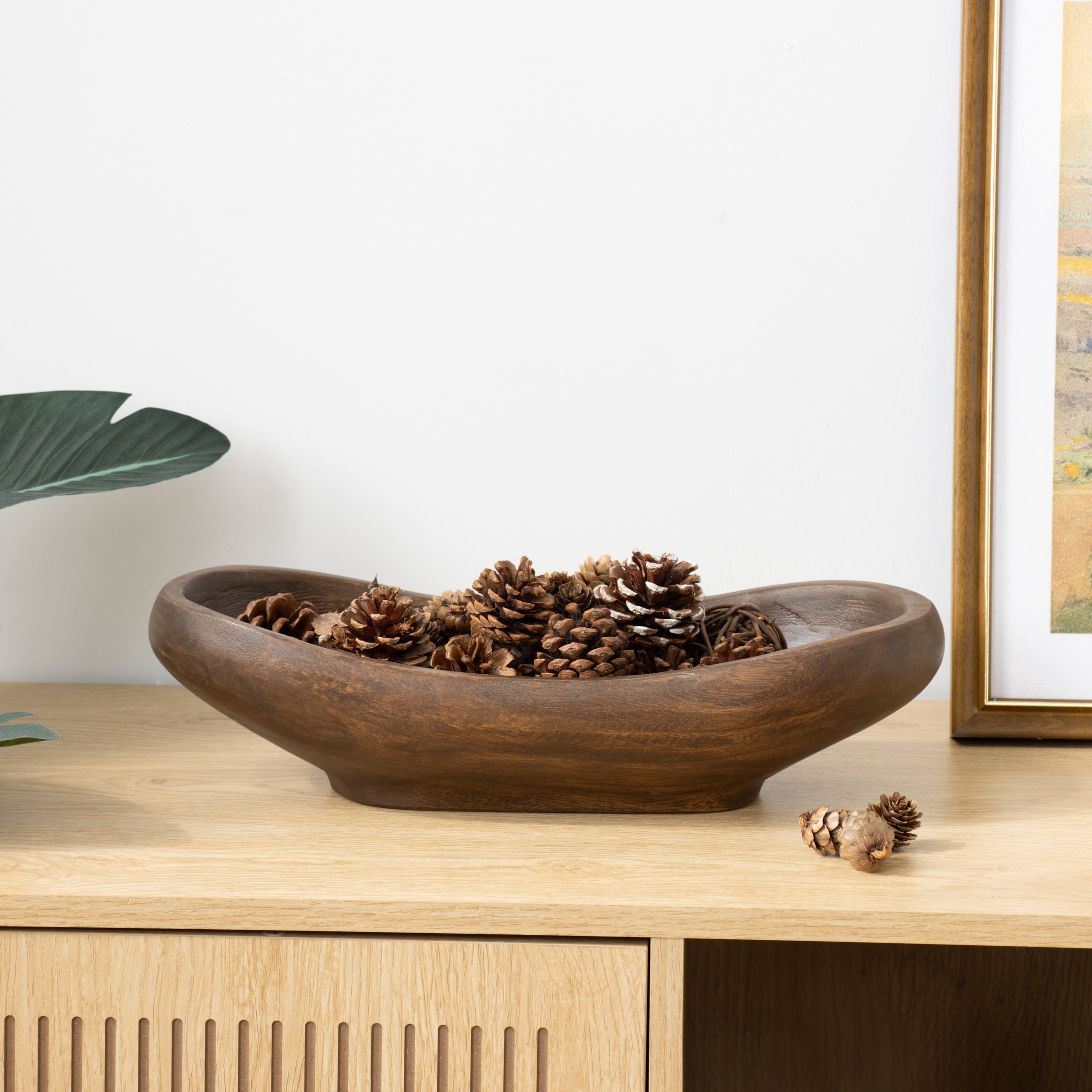 Better Homes & Gardens Carved Wood Decorative Bowl, Walnut Finish