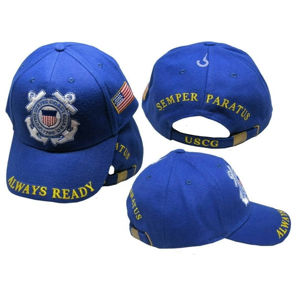 US Coast Guard Always Ready Semper Paratus Royal Blue Embroidered Cap Hat