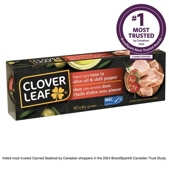 Clover Leaf Flaked Light Tuna in Olive Oil & Chili Pepper 3pk, 3x80g