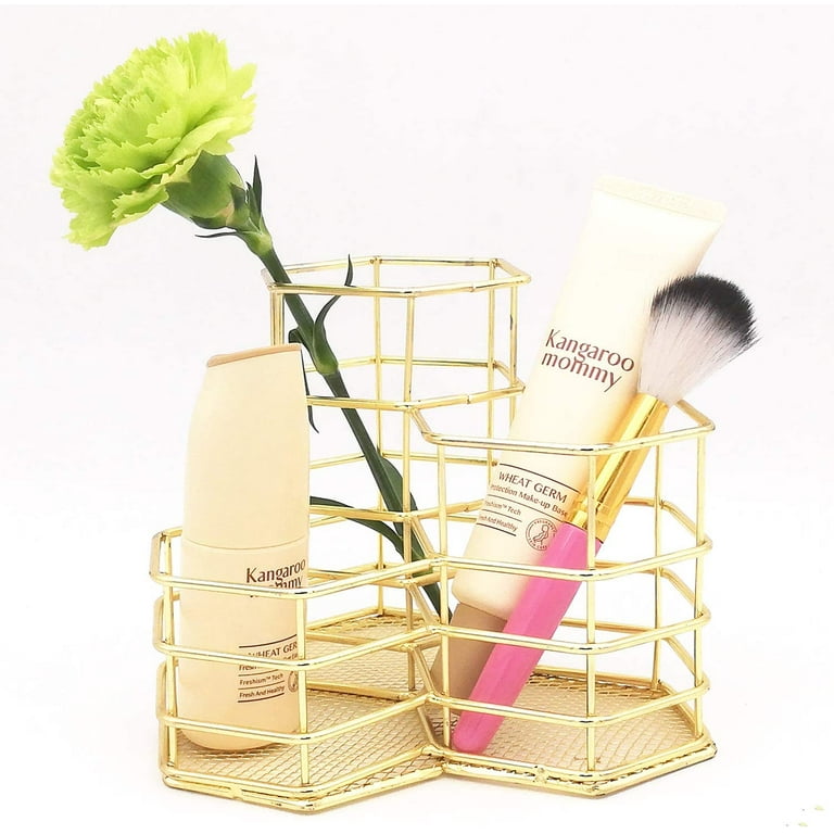 Cosmetics Storage Organizer Gold Office Supplies Desk Accessories