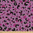 thumbnail image 2 of Ambesonne Retro Fabric by the Yard Upholstery, Leopard Print Pink Ornament, 1 Yard, Fuchsia Charcoal Grey, 2 of 5