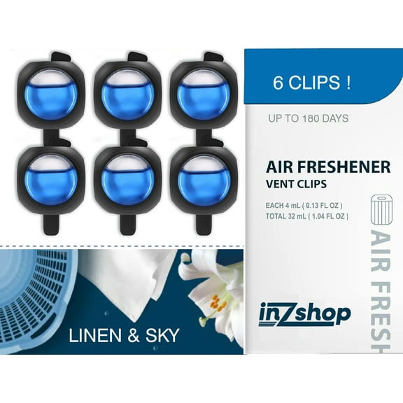 Car Freshness Vent Clip for Car Air Blue Sky 6ct by KME