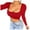Red, variant on Womens Square Neck Tops Fashion Summer Long Sleeve T Shirts Slim Fit Crop Tee Ribbed Knit Soft Basic Going Out Pullover Shirts
